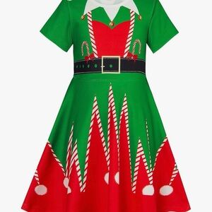Festive Green and Red Elf Costume for Kids